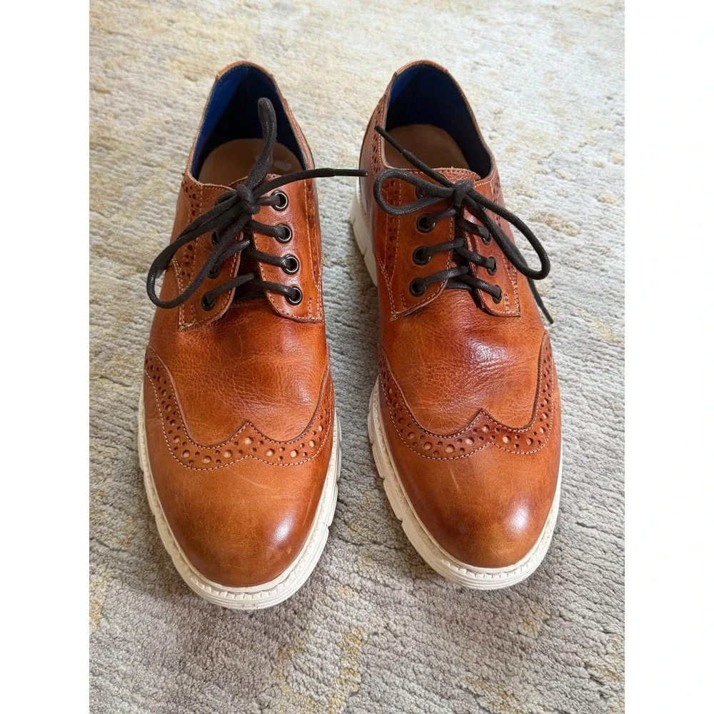Bed Stu Cayuga Wingtip Oxford Shoes Men 8 Tan Leather Cognac